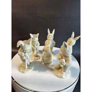 Dept 56 Snowbabies Easter Bunny Suit Figurines Lot of 5 Bisque Porcelain